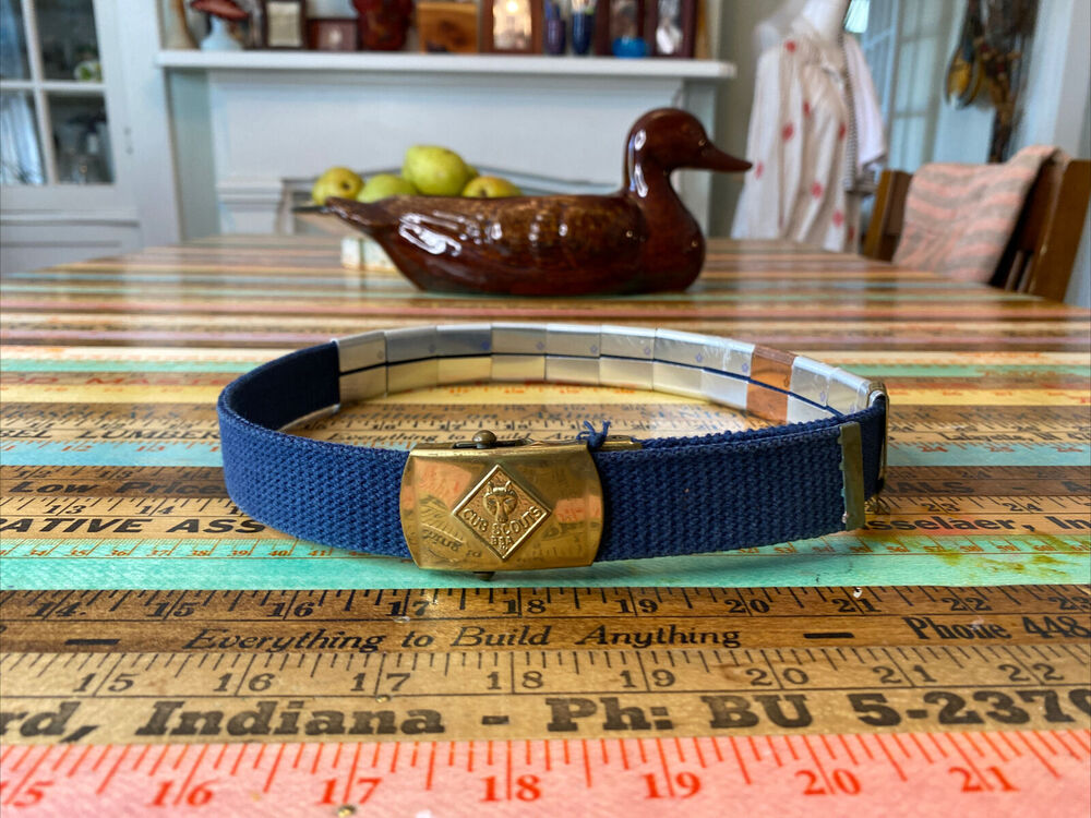 Boy Scouts BSA Cub Scout Belt W/ 12 Merit Badges Adventure Loop Slides Uniform
